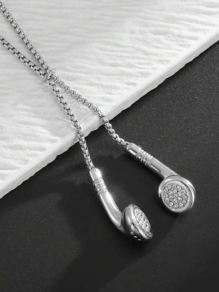 1件新款时尚创意简约耳机吊坠，时尚精致，高颜值日常百搭项链 - 時尚 - 查看 1