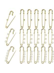 30pcs Safety Pins Set, Large Hollow Tie Clips, Suitable For DIY Jewelry, Badges, Clothes, Silver/Gold - Multicolor - View 3