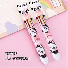 Kawaii Multicolor Ballpoint Pen, 10 Colors, Cute Panda Bear Sitting Design - 淺粉色 - 查看 6
