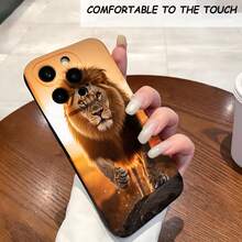 1PC Phone Case ,  Lion Running On Rock Sunset , Stylish Phone Case, Phone Decoration, All-around Lens Protection, Creative Small Gift, Funny Gift for Boys and Girls - ブラック - チェックする 1