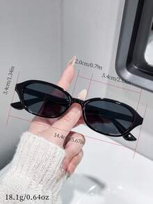 1 pieza Gafas de moda con marco geométrico retro pequeño y cuadrado para mujeres, moda casual para verano, playa, viaje, fiesta, regalo, para combinar a diario, estilo Y2K - Gris Oscuro - Ver 4