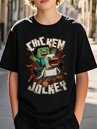 100% Algodón Moda para Niños Camiseta Infantil Simple Creativa JOCREY Estampado Linda Camiseta de Manga Corta Versátil Casual para Niños y Niñas, Adecuada para Niños de 5 a 15 Años