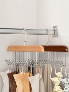 1 قطعة شماعة ملابس خشبية قابلة للفصل ب- 8 خطاطيف، مناسبة لخزانة الملابس وتخزين غرفة النوم، ويمكن استخدامها أيضًا كهدية وعنصر تعليمي - بني - مشاهدة 3