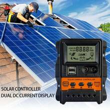 Dual USB Solar Charge Controller With LCD Display - Adjustable 3-Stage Charging, 12V/24V Auto Detection, Overload Protection - Black - View 5