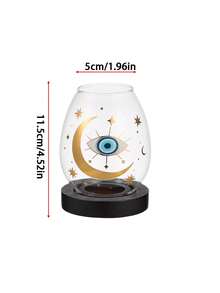 1个/2个装恶魔之眼玻璃烛台，复古透明中式禅意防风灯罩，圆形玻璃烛台，适用于烛光晚餐，禅意风格，卧室装饰，适合家居使用，趣味烛台礼品 - 彩色 - 查看 8