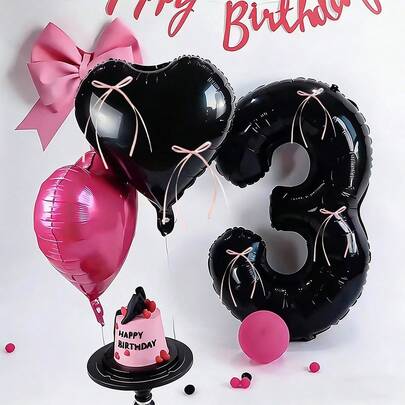 8Pcs Black & Pink B…