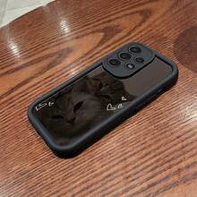 Funda de Teléfono con Diseño Adorable de Gatos para Parejas, Compatible con 13/A14 4G/A21S/A05S/A13 5G/S23/S23 Ultra/S23 FE/S24 Ultra/S24PLUS/S22Ultra/S21 Ultra 5G/S21FE 5G/S20/S20FE/A71/A55 5G/A54 5G/A53 5G/A52/A33 5G/A32/A31/A23 - Negro - Ver 1