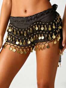 1pc Women's Silver/Gold Coin Belly Dance Hip Scarf Accessory, 3-Row Waist Skirt, Belly Dance Music Coin Waist Chain, Adult Dance Accessory (Multiple Colors Available) - Multicolor - View 34