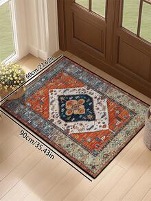 1 件复古风格地毯，做旧红色波西米亚传统涤纶长方形地毯，易于打理，可水洗，适用于客厅、走廊、床边、起居室、卧室、办公室、厨房、农舍家居装饰 - 彩色 - 查看 26