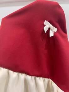 Girls Autumn Dress With Delicate Lace Collar, Cute Bowknot Ribbon, And Mesh Skirt Hem Design