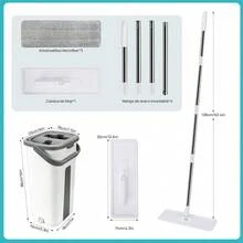 mhjJuego de fregona y cubeta con escurridor con 3 Almohadillas para Orejas de Microfibra Lavables Uso en húmedo y seco Sistema de Limpieza de Suelos Fregona + cubo + 3 paños de Fregona 125CMsleeping Bags - 220144896 - Ver 3