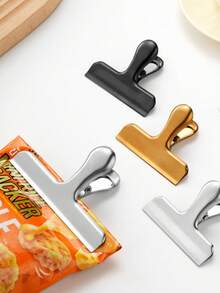 1pc Luxury Gold Seal Clip, Stainless Steel Clip, Suitable For Food, Bills, Office Documents, Stationery, Back To School Supplies - Gold - View 5
