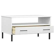 vidaXL Table basse avec pieds en métal Blanc 85x50x45 cm Bois OSLO - Blanc - Voir 5