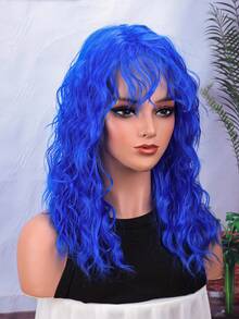 Red Wool Roll Wig With A Center Part And Bangs, Made Of Synthetic Fibers, Suitable For Everyday Wear, Cosplay, Parties, And Other Occasions. - Red - View 5