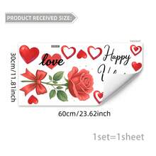 1件/1套 2件装 粉色爱心、蝴蝶和玫瑰气球花束窗贴，情人节快乐！窗贴，情人节装饰，适用于房间、家居、墙面、浴室、卧室、客厅、厨房装饰 - 彩色 - 查看 16