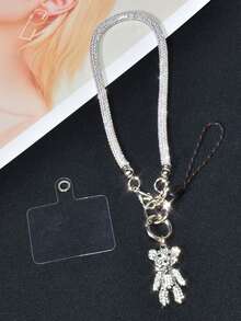 1 Set Luxury Niche Design Phone Anti-Lost Handheld Wrist Strap, Fully Studded Crystal Short Chain, Exquisite Personalized Rhinestone Bear Pendant, Fashionable High-End Bag/Phone Case Chain, Key Chain Decoration For Women Compatible With Android And Most Smartphone,Gifts For Mother, Family, Friends, Birthday, Holiday Phone Chain - Multicolor - View 23