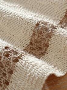 1pc Beige Hollow Tassel Woven Table Runner, Minimalist Elegant Long Tassel Decor Table Runner, Home Decor, Suitable For Wedding, Restaurant, Living Room, Family Gathering, Party, Dinner Table Decoration, Washable And Reusable - Beige - View 7