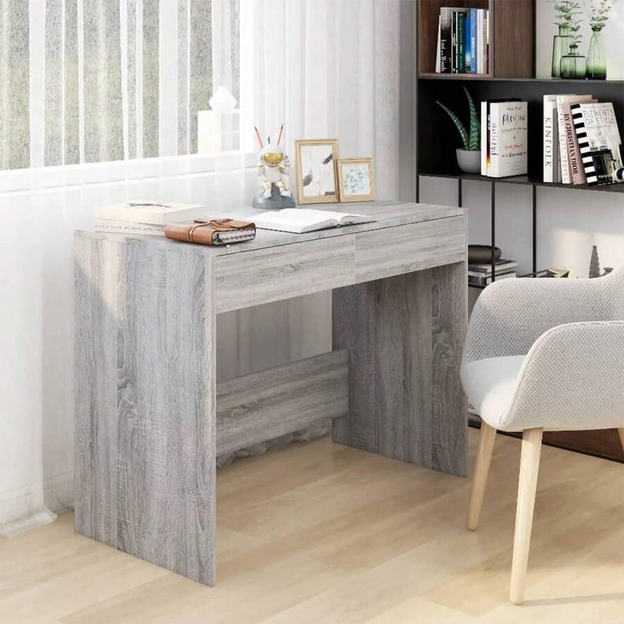 vidaXL Oficina sonoma gris 101x50x76,5 cm ingeniería de madera - Gris - Ver 1