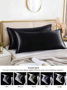 1pc Satin Extended Body Pillowcase, Silk Pillow Case For Hair And Skin, Luxurious And Silky Smooth, Ultra Soft And Breathable, No Filler, Machine Washable, Oeko-Tex Certified - Black - View 6