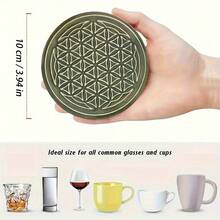 6pcs/Set Green Wooden Coaster Set - Flat Printing, Bohemian Style Design, Suitable For Coffee Cups And Tea Cups, Home And Restaurant Decor, Ideal Gift Choice, Available In 1 Set, 2 Sets Or 3 Sets - Màu xanh Ô liu - Xem 6