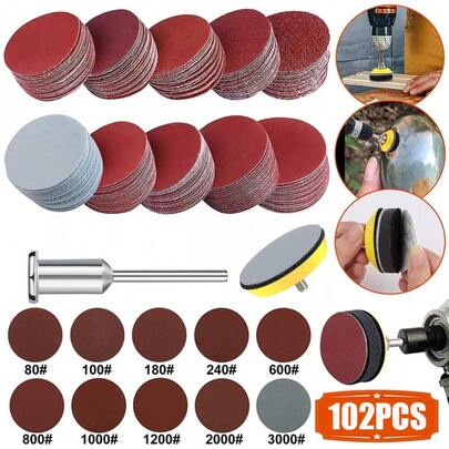 102 X Schleifscheiben 25-75mm Schleifpads Korn 80-3000 Exzenter Schleifblätter