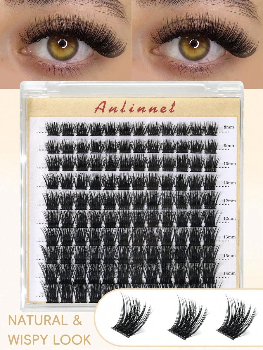 Eid Lash Clusters Wispy Cluster Eyelash Extensions 8-14mm Individual Lashes DIY Cluster Lashes Extension Soft Comfortable Eyelash Clusters With Thin Band