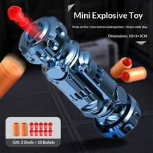 新款迷你电击手榴弹玩具枪，发射塑料子弹，男女皆宜，可缓解压力，互动玩具，是送给朋友、生日、派对的完美礼物，男女皆可玩 - 彩色 - 查看 9