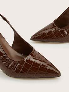 Giày cao gót mũi nhọn gót nhọn màu nâu đá, trang trí khóa kim loại, phù hợp cho nữ, dự tiệc, dạ hội. - màu nâu - Xem 5