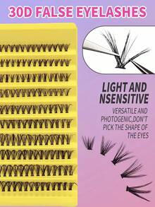 10排共200片30D假睫毛，俄式卡通风格，D型弧度，蓬松柔软，扇形设计。DIY化妆用品。自然、柔软、浓密。适合新手和专业人士打造精致眼妆。眼睑睫毛簇，单根睫毛，假睫毛，合成睫毛。 - D - 查看 5