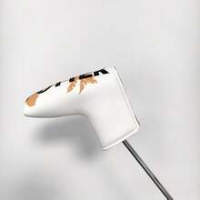 1pc Magnetic Closure Coconut Tree Embroidered PU Golf Putter Head Cover, Elegant Golf Club Protector - Multicolor - View 3
