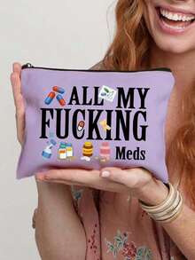 Humorous 'all My ' Canvas Pill Organizer - Zippered, Reusable Medicine Bag For Travel & Cosmetics, Stylish And Multifunctional Storage Bag, Suitable For Cold Medicine, Thermometer, And Portable Toiletries. Perfect For Vacations, Office, Everyday Use. A Suitable Birthday Gift, Ramadan Gift, Islamic Gift, Holiday Souvenir - Multicolor - View 15