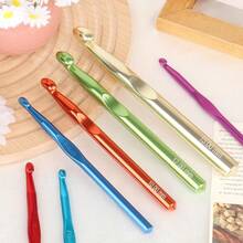 7pcs Large Metal Crochet Hook Set (15mm/12mm/10mm/9mm/8mm/7mm/6.5mm) - Heavy-Duty Single-Ended Hooks With Color-Coded Tips For Blankets, Amigurumi & Tapestry - Ideal For & Crocheting, All Skill Levels - Multicolor - View 4