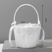 1pc White Lace Flower Girl Basket, Bridesmaid Flower Basket, Wedding Ceremony Basket - Multicolor - View 10