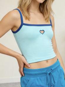 Women's Chic Summer Camisole Fashionable Spaghetti Strap Slim Fit Going Out Tank Tops Streetwear - Azul - Ver 3