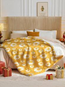 1pc Flannelette Blanket, Bedding, Flower Pattern Thick Soft Skin-Friendly Sofa Throw Blanket, Office Nap Blanket, Room Decor Sofa Blanket, Travel & Camping Multipurpose Blanket, Suitable For Living Room, Bedroom, Back To School Season, Holiday Gift - Multicolor - View 2