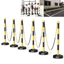 Paquete de 6 conos delimitadores de tráfico con base rellenable, barrera deseguridad de plástico ajustable con cadena de plástico de 39,4 pies, poste de control de multitudes para exteriores e interiores para el control del tráfico y la señalización. - amarillo y negro - Ver 1
