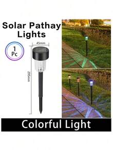 1个/6个/12个装太阳能花园灯，户外路径景观照明，防水草坪庭院装饰，黑色塑料材质，仅用于景观装饰，不具备照明功能 - 彩色 - 查看 18