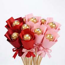 1pc/21pcs DIY Candy & Chocolate Flower Stand, Includes 10 Clear Balls And 10 Bamboo Sticks, Suitable For Anniversary Party And Birthday Bouquet