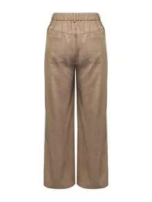 [Elegant & Sexy Pants] Women's Elegant & Sexy Straight-Leg Pants |   Non-Stretch Trousers, Suitable For Office, Party, Daily Wear - Machine Washable, Breathable Fabric, Simple Design, Casual Homewear, Fashion Enthusiast's Choice - Stylish - 卡其色 - 查看 6