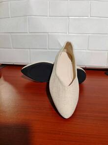 Elegant Women's Low Heeled Flat Shoes With Fashionable Pointed Design, Summer Shoes, Spring Shoes, Spring Break, Easter, Mother's Day, Christmas Gifts - V6卡其色 - 查看 9