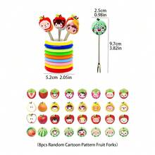 8 piezas de tenedores de fruta de colores aleatorios, pinchos para postres - color - Ver 5