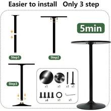 Bistro Pub Table 40 Inch Height Cocktail Table Round Bistro Bar Table For Home And Kitchen Dining - 黑色 - 查看 8