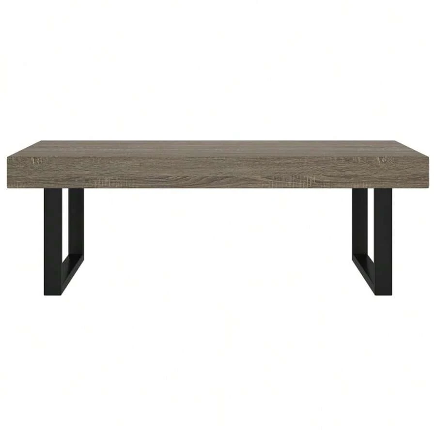 vidaXL Table basse Gris et noir 120x60x40 cm MDF et fer - Gris - Voir 1