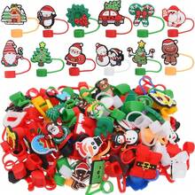 72 Pcs Christmas Straw Toppers Cute Silicone Straw Covers For 30/40 Oz Tumblers Reusable 10mm Dust Proof Tips Caps With 72 Christmas Unique Designs For Xmas Gifts Party Accessories - Christmas - View 1