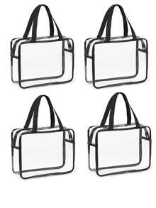 Bộ 6 túi đựng đồ dung tích lớn, túi tote PVC trong suốt chống thấm nước, túi đựng đồ chơi và vật dụng có khóa kéo, túi đựng đồ du lịch tái sử dụng cho trẻ em dùng để đựng trò chơi board game, khối xếp hình và xếp hình ghép hình, màu đen. - Nhiều màu - Xem 12