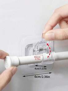 Bộ 2/4/8 móc treo rèm trong suốt, kẹp giữ thanh rèm, kẹp dán không cần khoan, móc treo rèm có thể điều chỉnh độ giãn. - Trong sáng - Xem 2