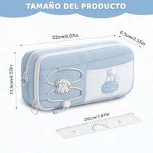 WEWI Estuche para lápices de gran capacidad con 7 compartimentos1 Estuche para Lapices + Regla Notas Adhesivas BolíGrafo Y Clip Estuche con Cordón de Gran Capacidad Morado Resistente Al Agua Lienzo - azul - Ver 3