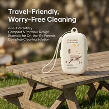 Portable Baby Bottle Brush Set Include Bottle Brush, Nipple Brush, Straw Brush, Drain Rack And Storage Box For Travel Or Trip - Beige - View 7