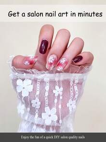 20pcs Semi-Cured Gel Nail Stickers, Asymmetrical French Style, UV Nail Stickers, DIY Nail Art At Home
