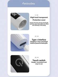 1pc Handheld UV Nail Lamp With Stand, Mini Portable Wireless Nail Lamp With LCD Screen, Compact Nail Lamp, Portable LED Nail Lamp, Wireless USB Rechargeable Fast Curing Nail Lamp, Gel Curing Function, Pink Charging Straight Tube Nail Lamp, Small Portable Battery Powered Mini Nail Lamp - Multicolor - View 9